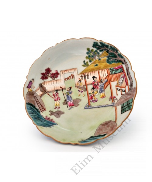 1505 A Fengcai "joyful farmhouse" plate